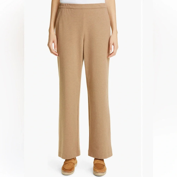 Lafayette 148 New York Webster Ultra Comfort French Terry Tan Pants Sepia Brown - Picture 3 of 16